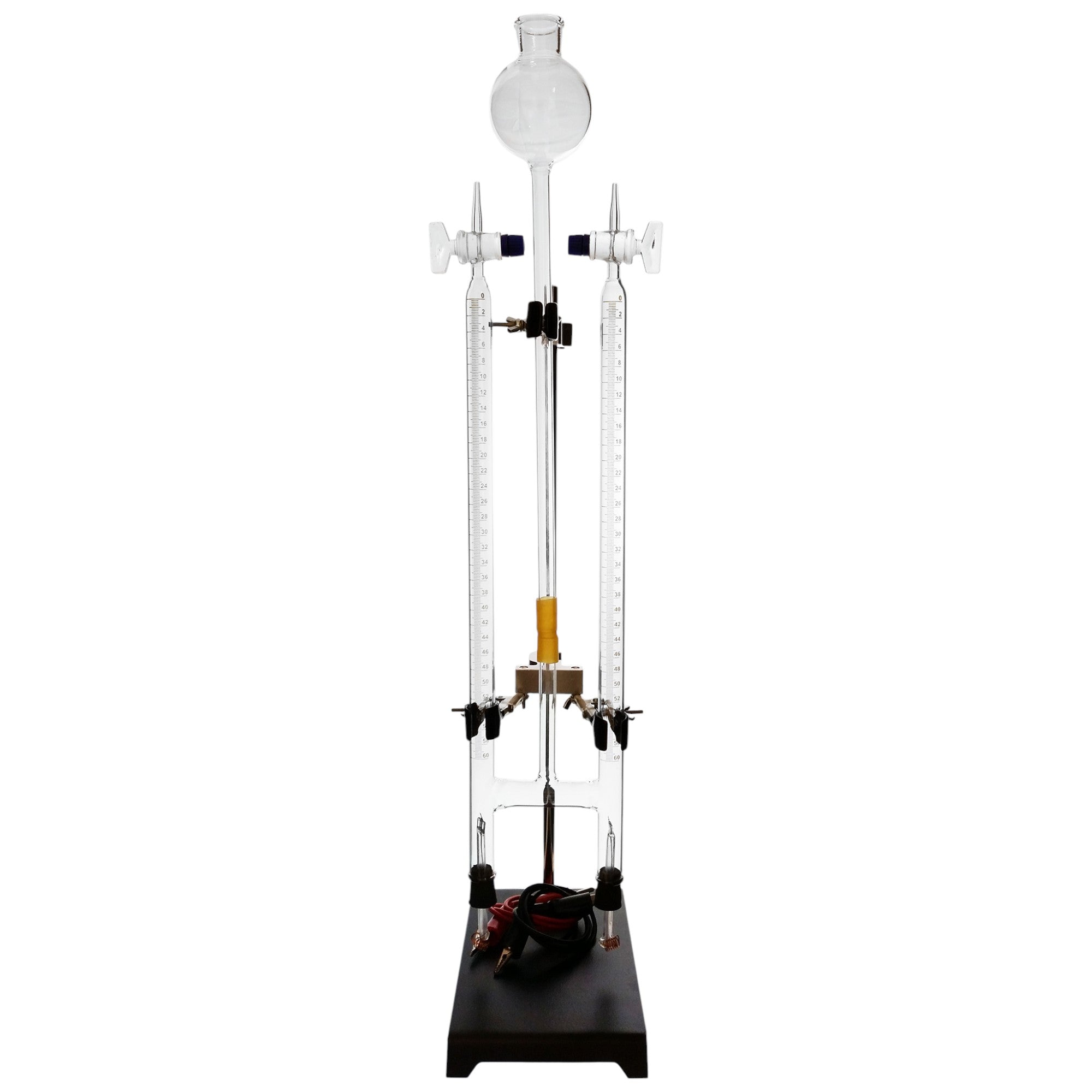 Electrolysis Apparatus Hoffman Style.  A Complete Set Including Stand, Clamps, and Platinum Electrodes. Useful in a Traditional Chemistry Class or Homeschool.