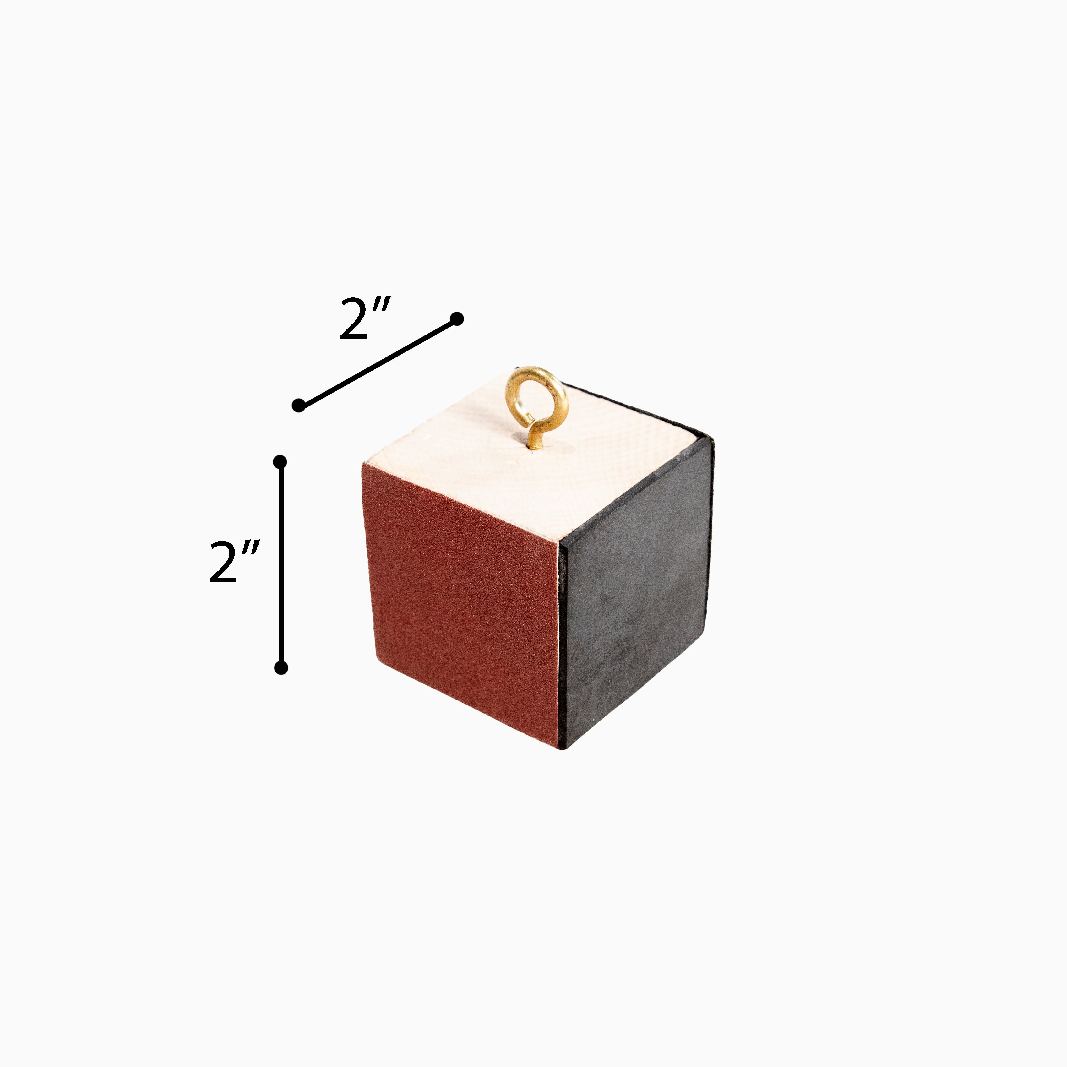 Friction Block Wood 5cm square with hook, with four different materials