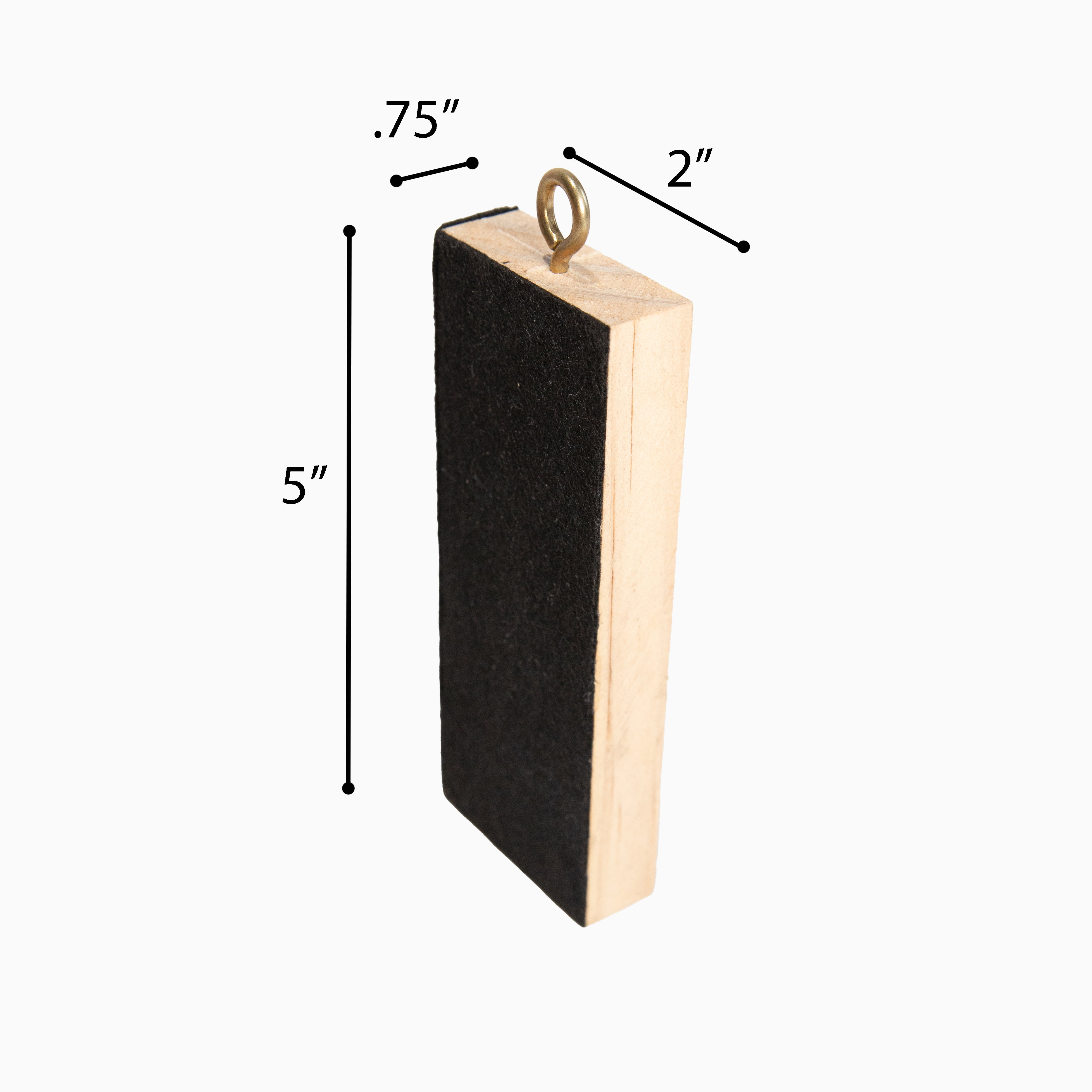 Friction Block Wood Size 5" x 2" x 3/4" with hook.  With felt and wood surfaces.