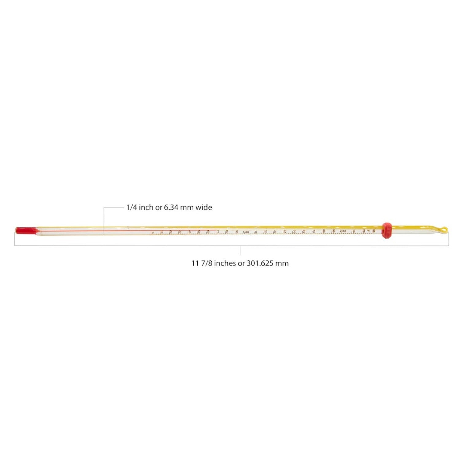 Thermometer, Double Scale, -20 to 110C, 0 to 230F, Yellow Back, Pack of 10
