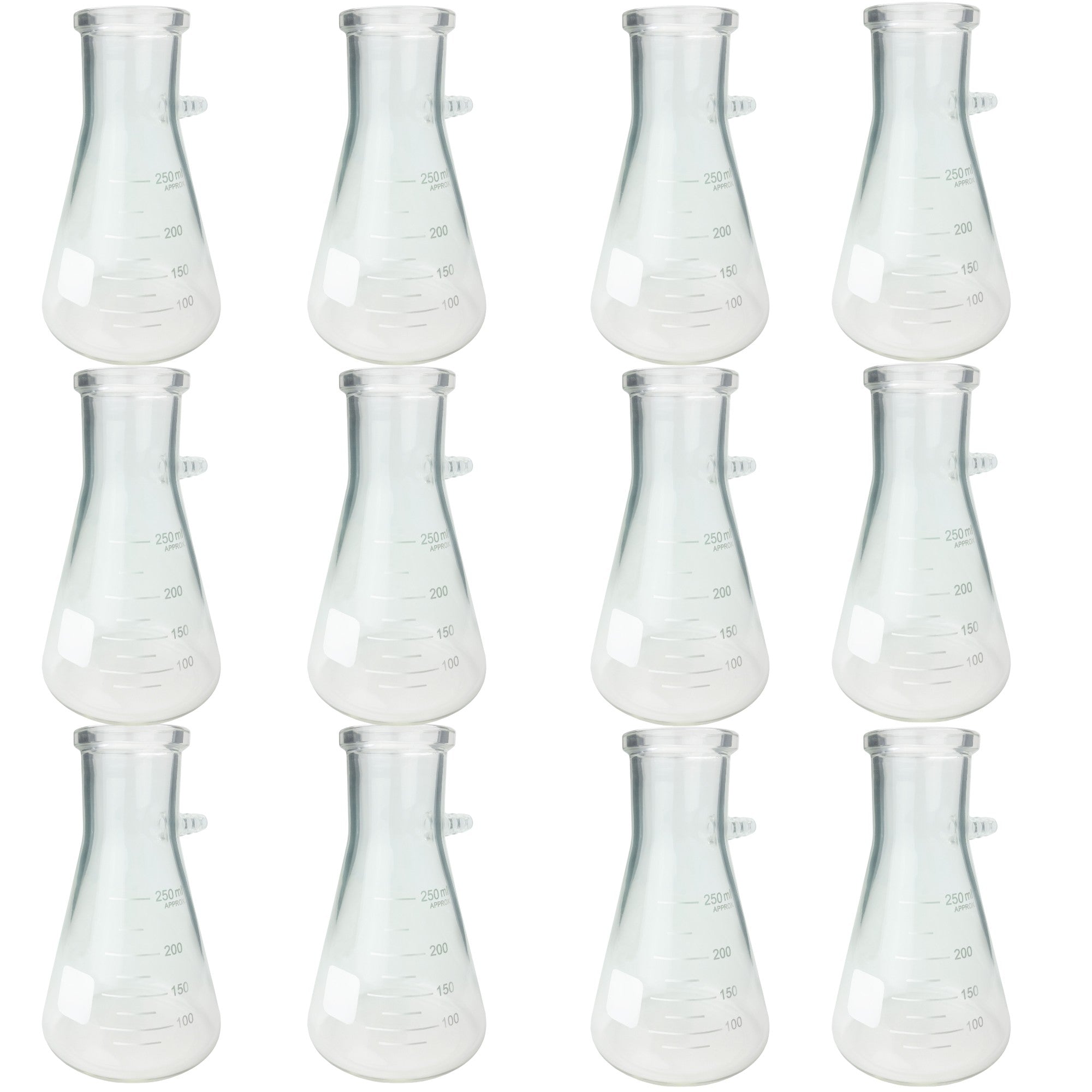 Flask - Filtering Flask, 250 ml capacity with graduations and marking spot.  Borosilicate Glass. Pack 12.