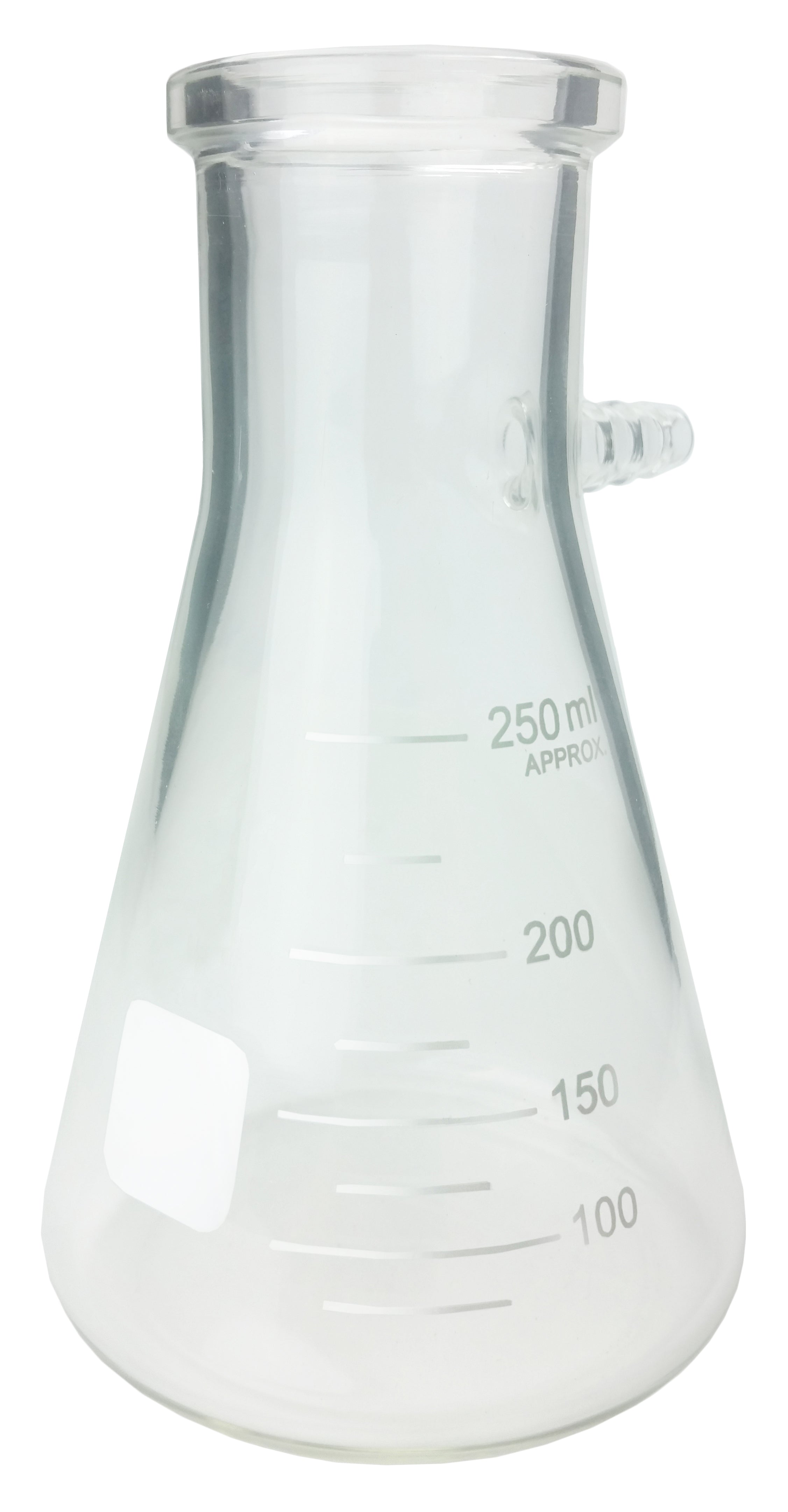 Flask - Filtering Flask, 250 ml capacity with graduations and marking spot.  Borosilicate Glass.