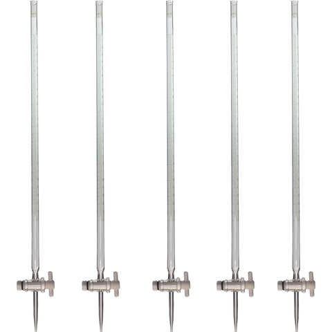 Burette made from Borosilicate Glass with PTFE Stopcock, 25ml capacity. Pack of 5.