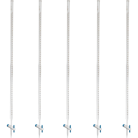 Burette made from Borosilicate Glass with PTFE Stopcock, 50ml capacity. Pack of 5.