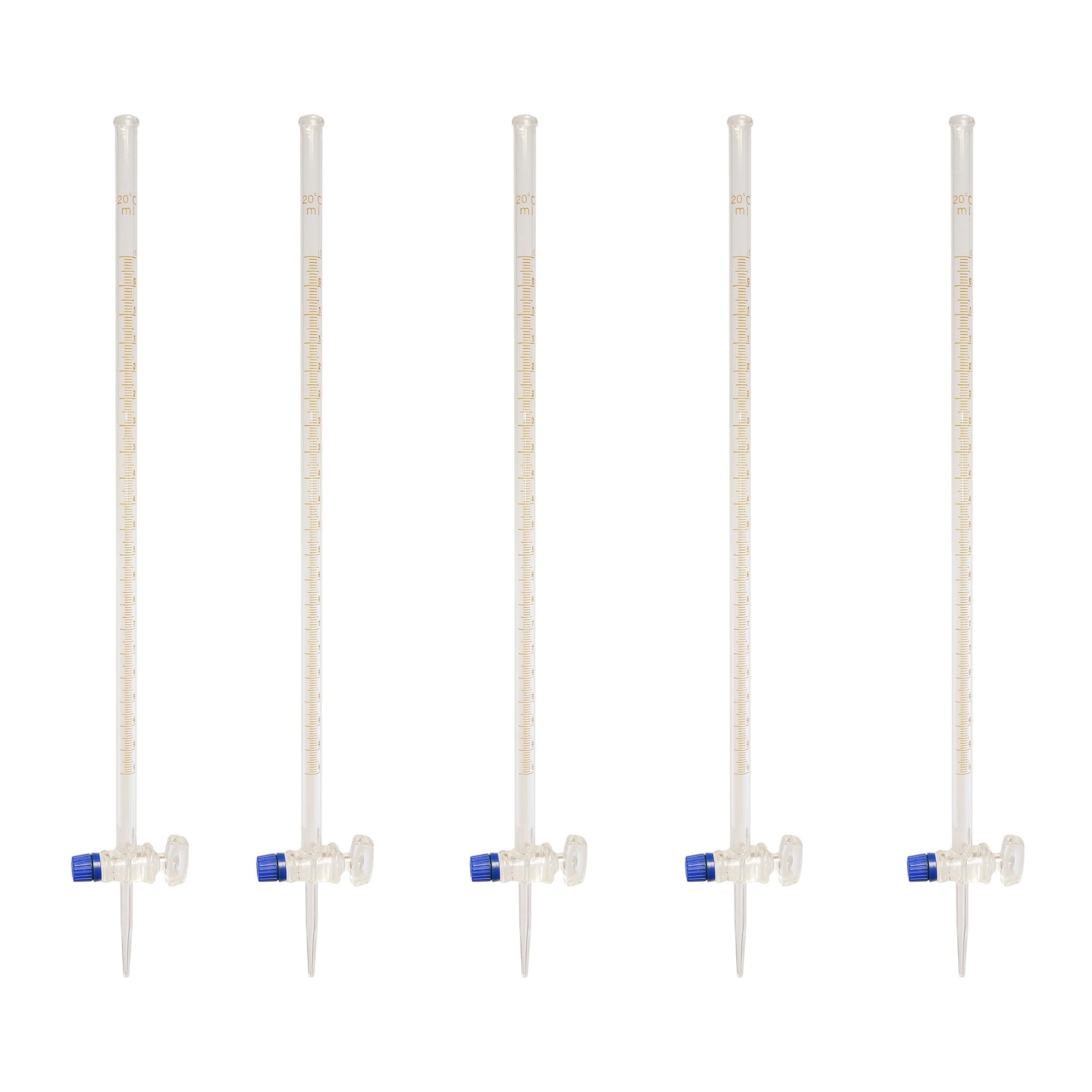 Burette, Borosilicate Glass with Ground Glass Stopcock, 10ml capacity. 5 Pack