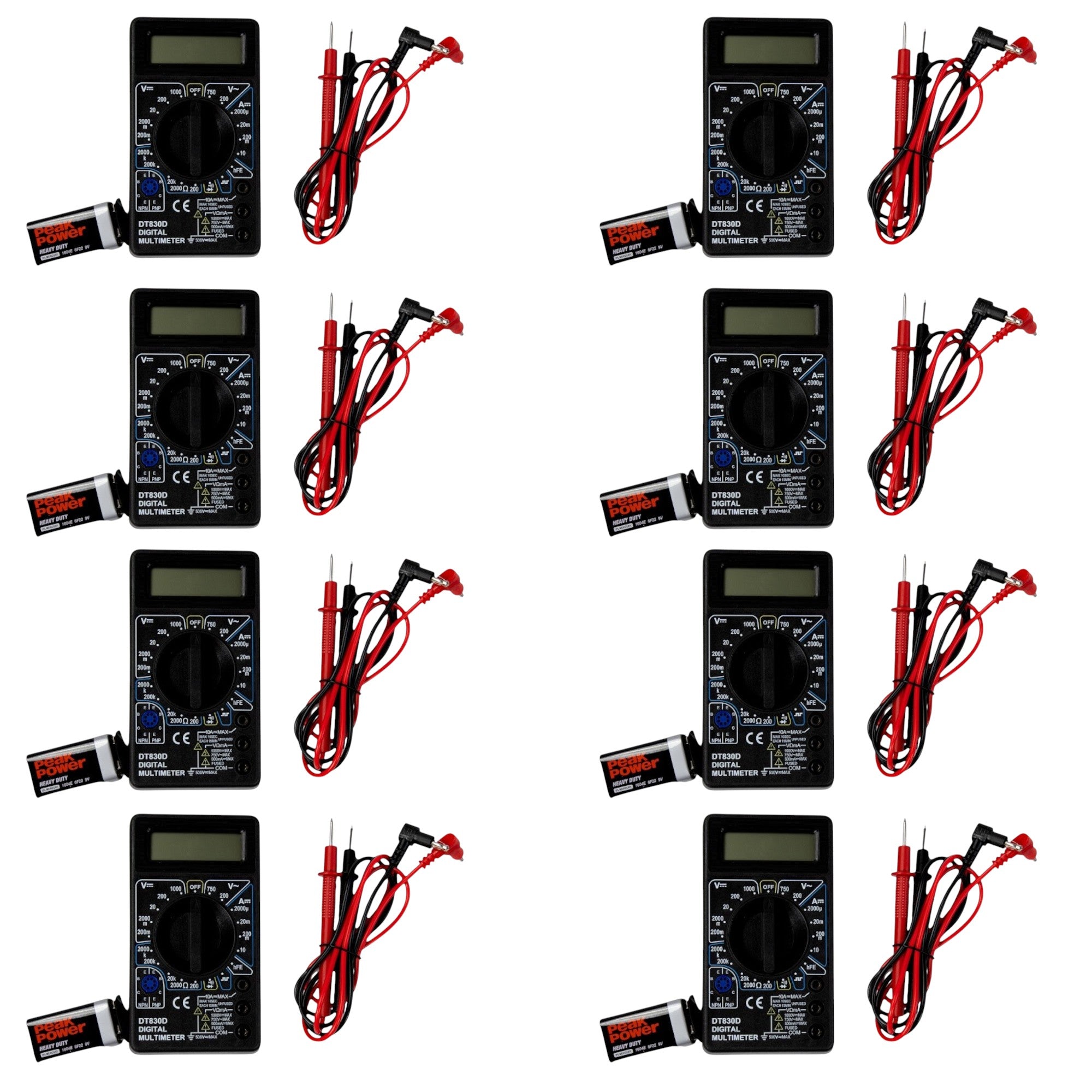 Multimeter Digital 3.5 digit LCD Display.  Case of 8.  With 9 volt battery, easy access battery compartment, and instructions. (Copy)