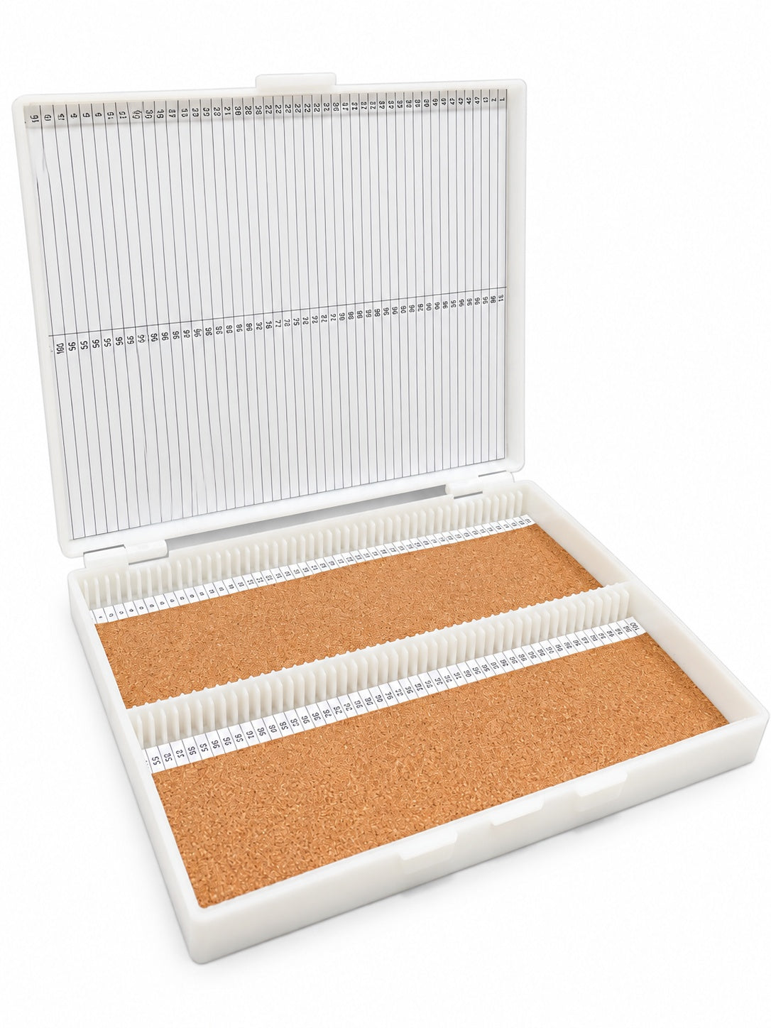 Microscope Storage Box with Index and Cork Liner For 100 Slides.