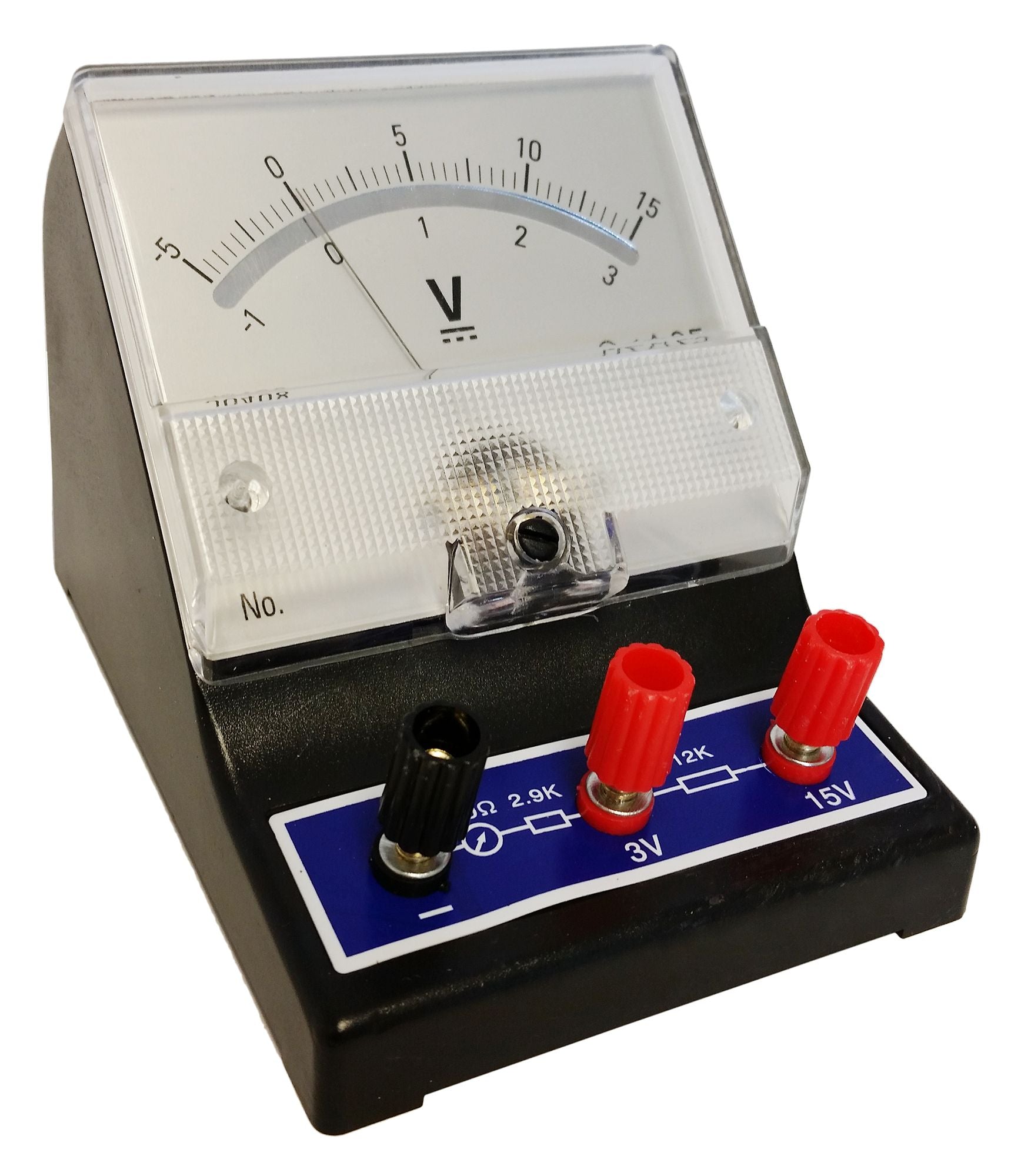 DC Voltmeter – Double Range -1 to 3V and -5 to 15V, Analog Panel Meter for Physics, Electrical Lab, STEM Education