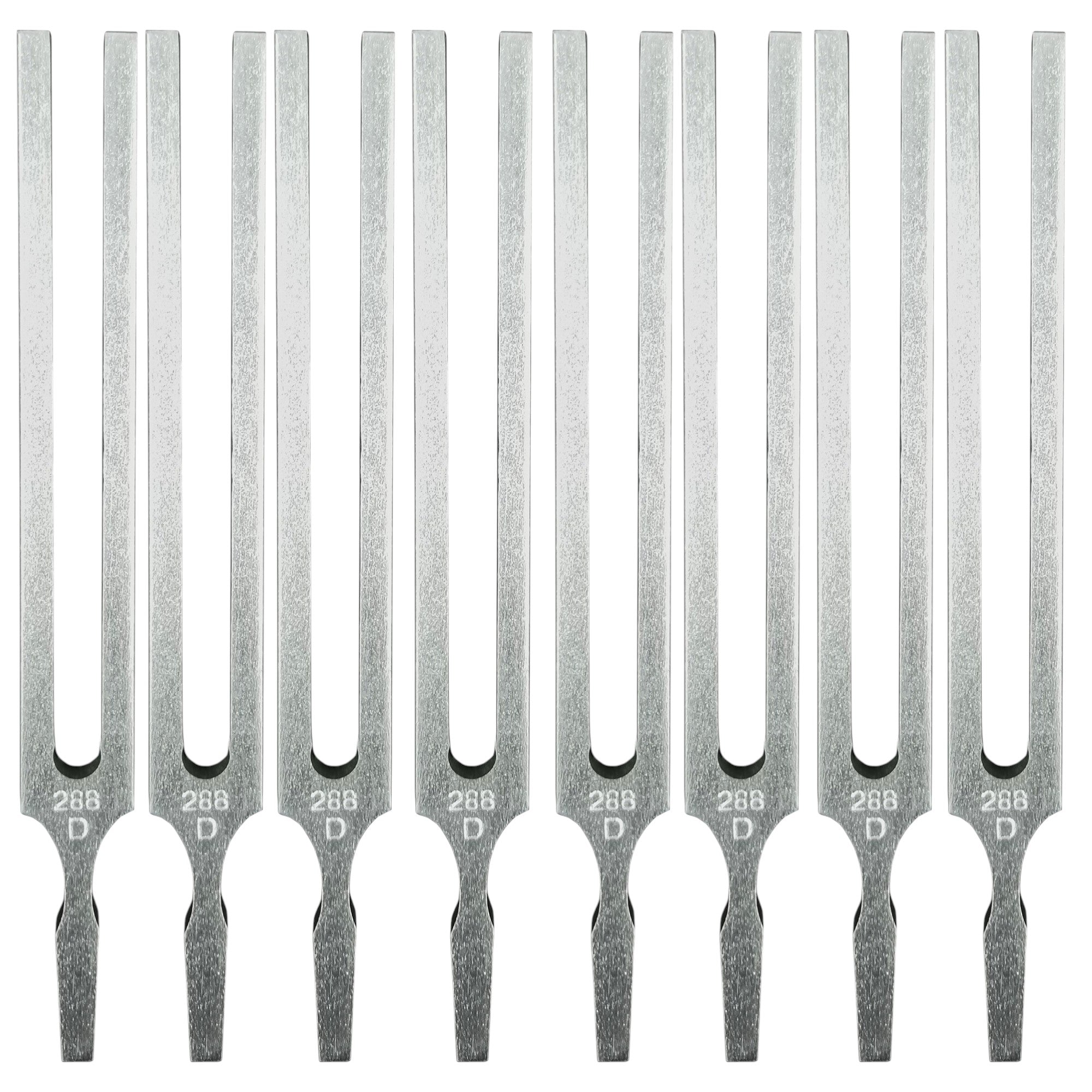 Tuning Fork, D-288Hz. Pack of 8. Aluminum.  For PEER Physics CMW Kit.