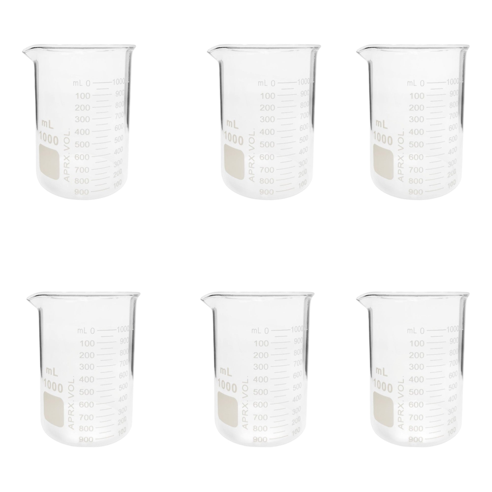 B1000SAFE-KT : Lab Beaker Starter Kit, 6- 1000ml Griffin Style Beaker, Beaker Brush (330mm), Safety Glasses, Beaker Tongs with Plastisol-Coated Jaws – Essential Labware Bundle