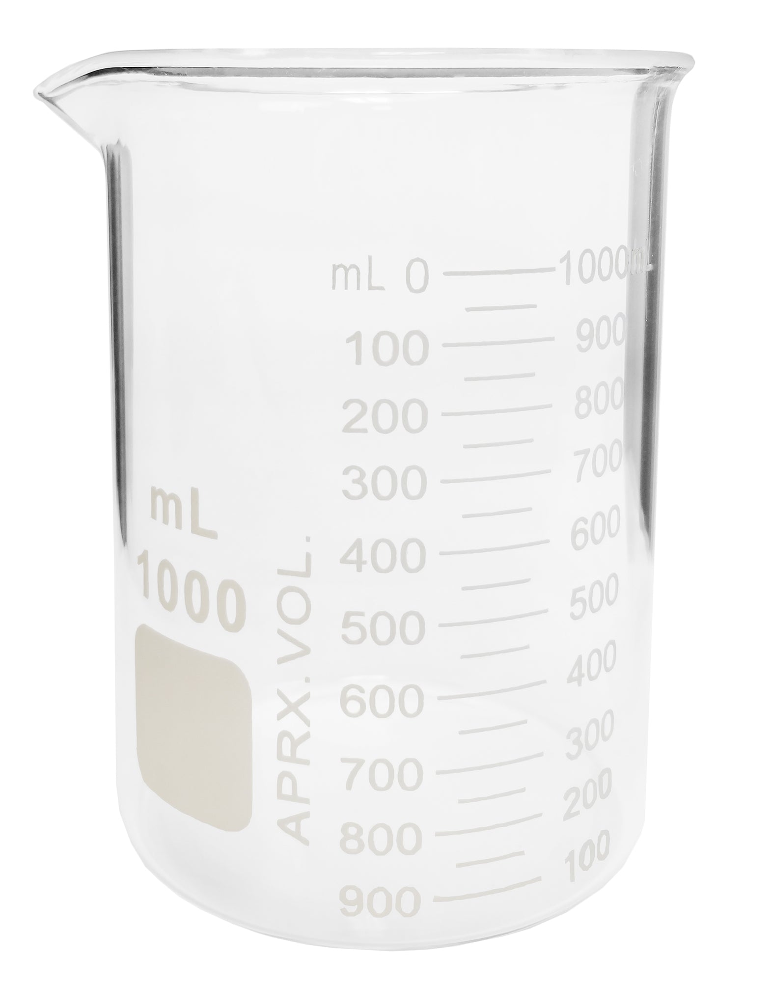 Beaker Griffin Style 1000ml Capacity Borosilicate Glass Graduated.