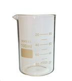 Beaker, Griffin Style, 100ml Capacity, Borosilicate Glass, Graduated. Pack of 12.