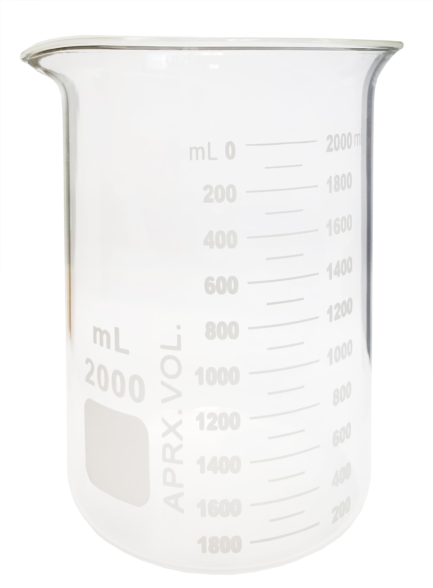 Beaker Griffin Style 2000ml Capacity Borosilicate Glass Graduated.