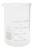 Beaker, Griffin Style, 250ml Capacity, Borosilicate Glass, Graduated. Pack of 12.