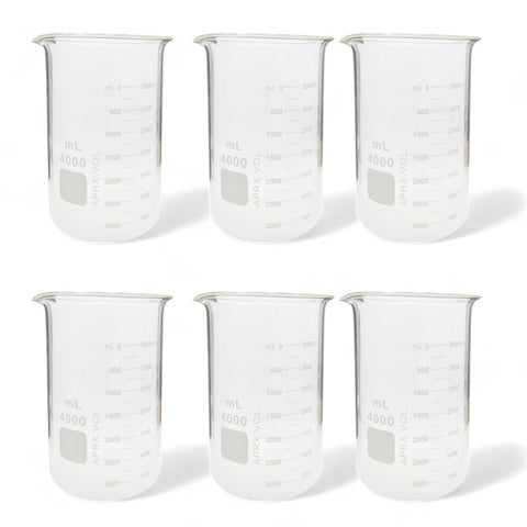 Beaker Griffin Style 4000ml Capacity Borosilicate Glass Graduated. Case of 6.