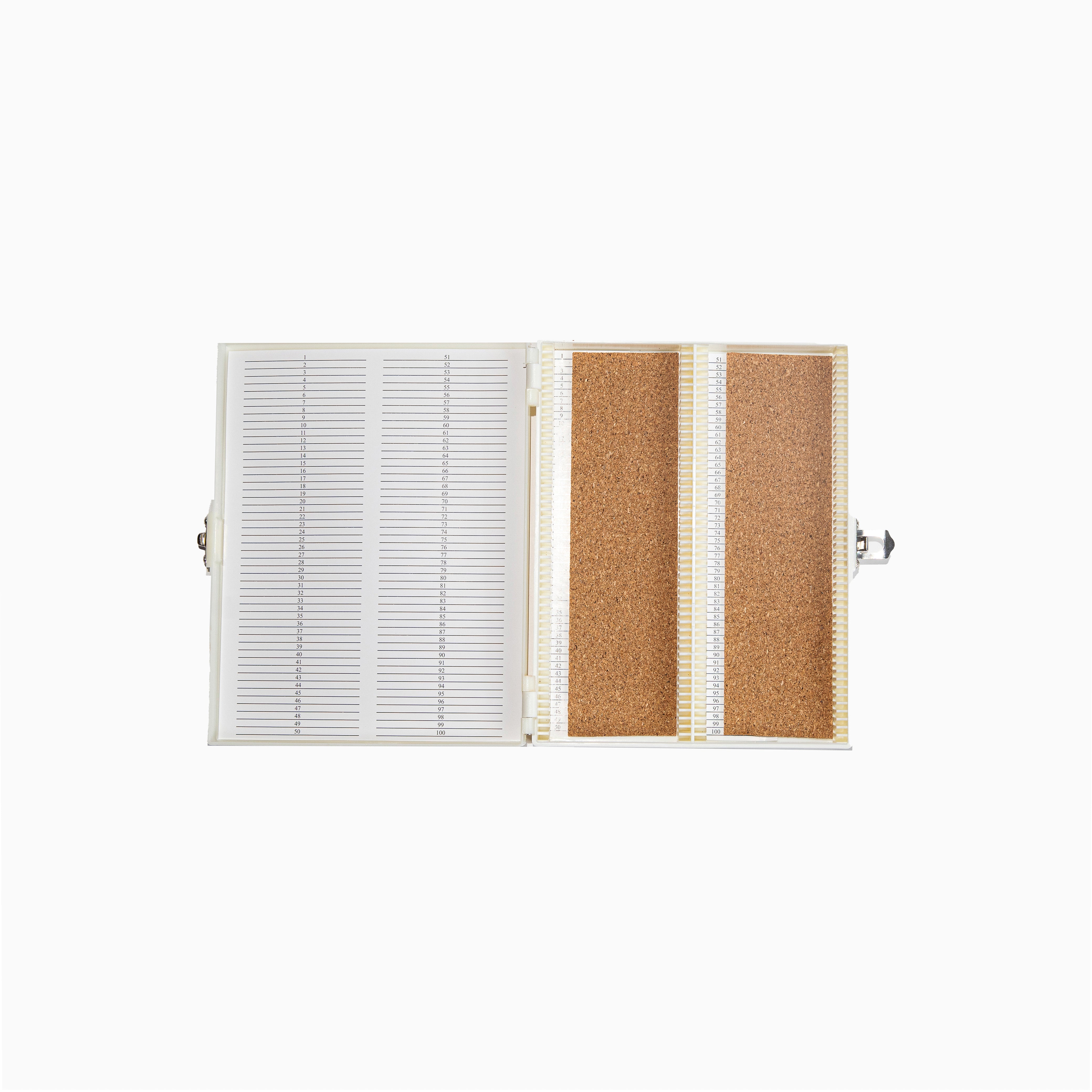 Microscope Storage Box with Index and Cork Liner For 100 Slides.