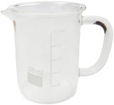 Beaker Mug 250ml with Handle and Pour Spout Borosilicate Glass. Case of 40.