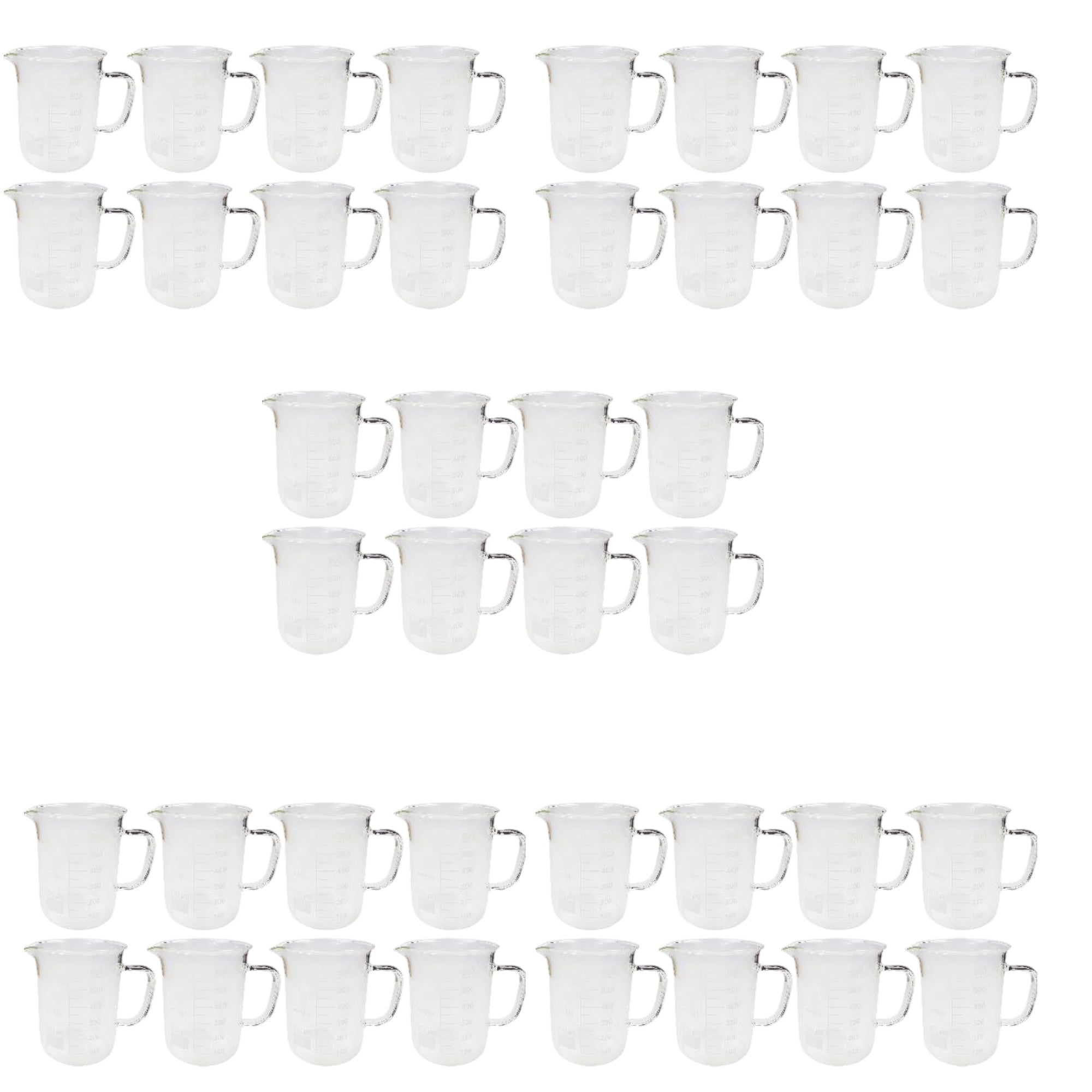 Beaker Mug 600ml with Handle and Pour Spout Borosilicate Glass.  Case of 40.
