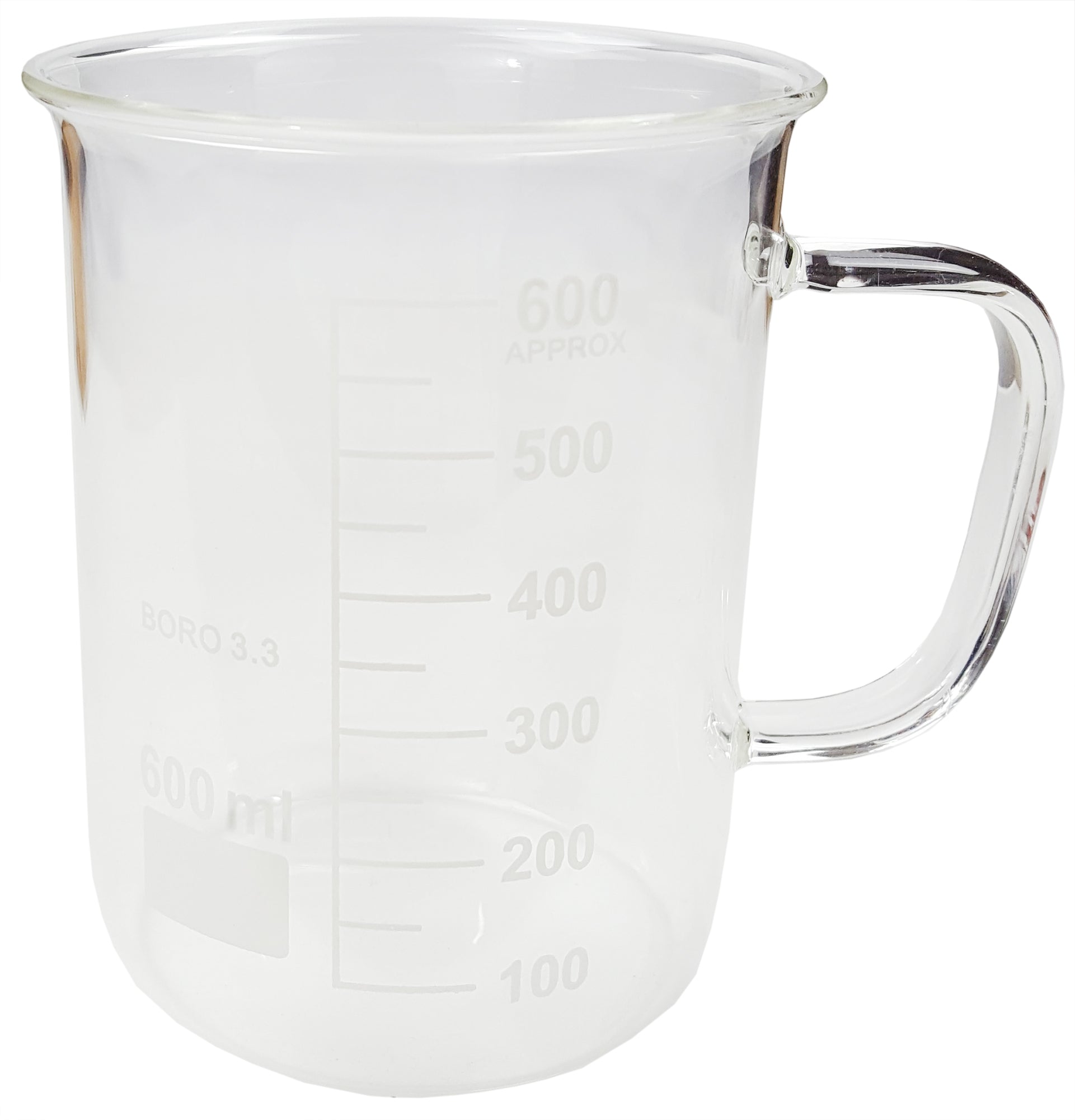 Beaker Mug 600ml Borosilicate Glass.