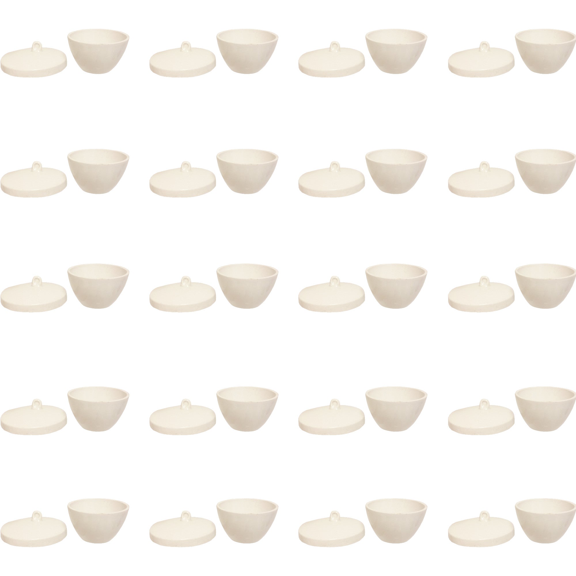 Crucibles with Lids, Porcelain, Low-Form, 30ml. Pack of 20.