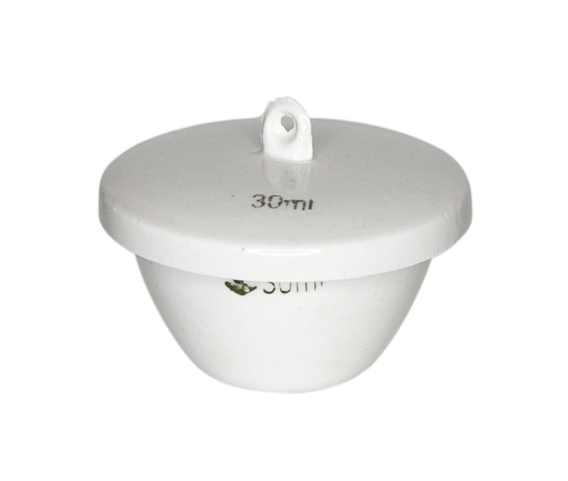 Crucibles with Lids, Porcelain, Low-Form, 30ml. Pack of 20.
