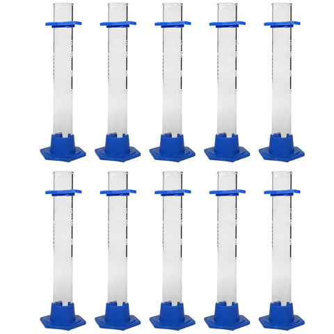 Cylinder, 25ml capacity, Glass with Plastic Hex Base and Bumper Guard. Pack of 10.