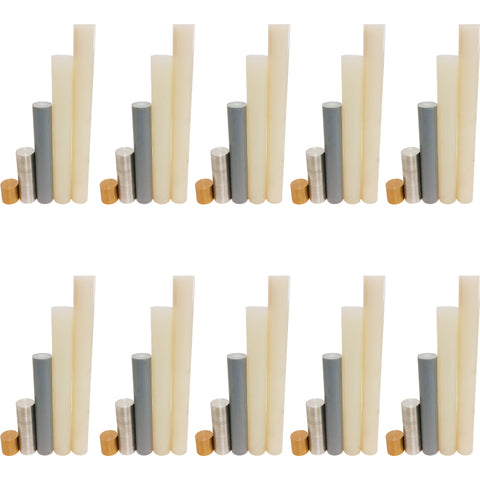 Density Rod Set - Five Equal-Mass Rods of Different Materials, Pack of 10 Sets