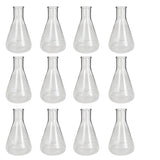 Flask - Erlenmeyer Flask, Conical Shape, Standard Neck, 150ml capacity. Made from Borosilicate Glass, that is resistant to thermal shock and a good fit for any laboratory, science classroom, or homeschool.  Pack of 12.