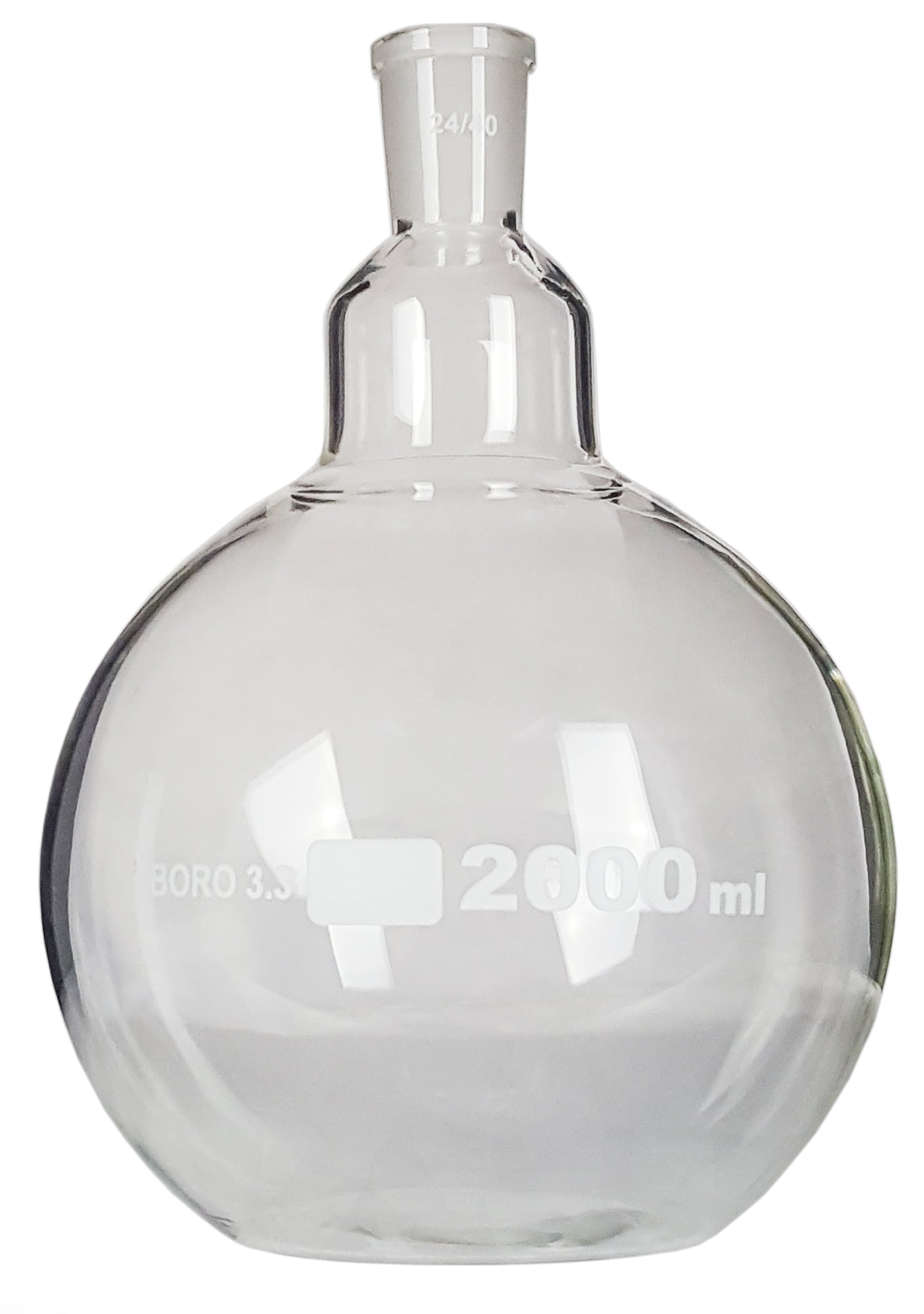 Flask, Boiling, Flat-Bottom, 24/40 Ground Glass Joint, 2000ml capacity.  Pack of 4.