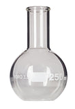 Flask Flat-Bottom Florence Boiling Flask, Standard Neck, 250ml capacity. Made from Borosilicate Glass. A good fit for any laboratory, science classroom, or homeschool. Pack of 12.