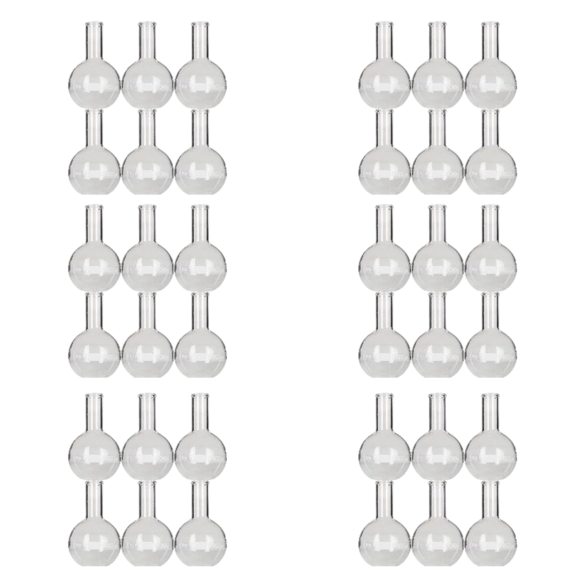 Flask Flat-Bottom Florence Boiling Flask, Standard Neck, 500ml capacity. Made from Borosilicate Glass. A good fit for any laboratory, science classroom, or homeschool.  Case of 36 flasks..