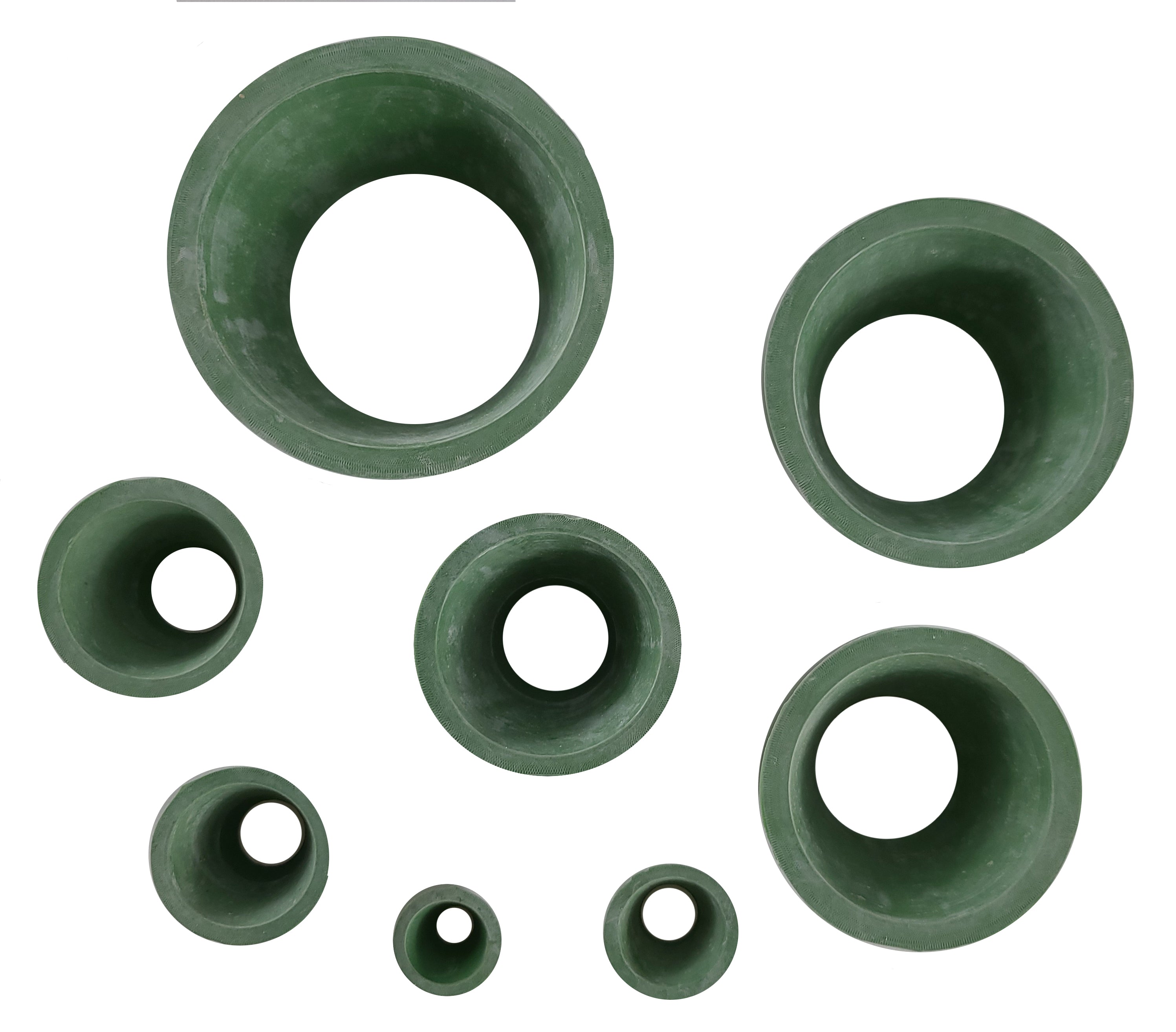 Funnel - Adapter Set of 8 Pieces for Supporting Funnels. Made of Flexible, Tapered Rubber.