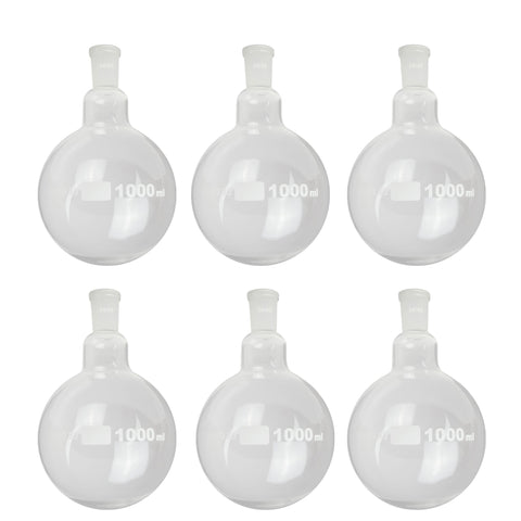 Round-Bottom Boiling Flask, 24/40 Ground Glass Joint, 1000ml, Pack of 6 by Go Science Crazy