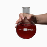 Flask Round-Bottom Florence Boiling Flask, Standard Neck, 1000ml capacity. Made from Borosilicate Glass. A good fit for any laboratory, science classroom, or homeschool. Pack of 6 flasks.