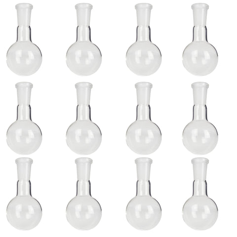 Round-Bottom Boiling Flask, 24/40 Ground Glass Joint, 125ml, Pack of 12 by Go Science Crazy