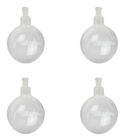 Round-Bottom Boiling Flask, 24/40 Ground Glass Joint, 2000ml, Pack of 4 by Go Science Crazy