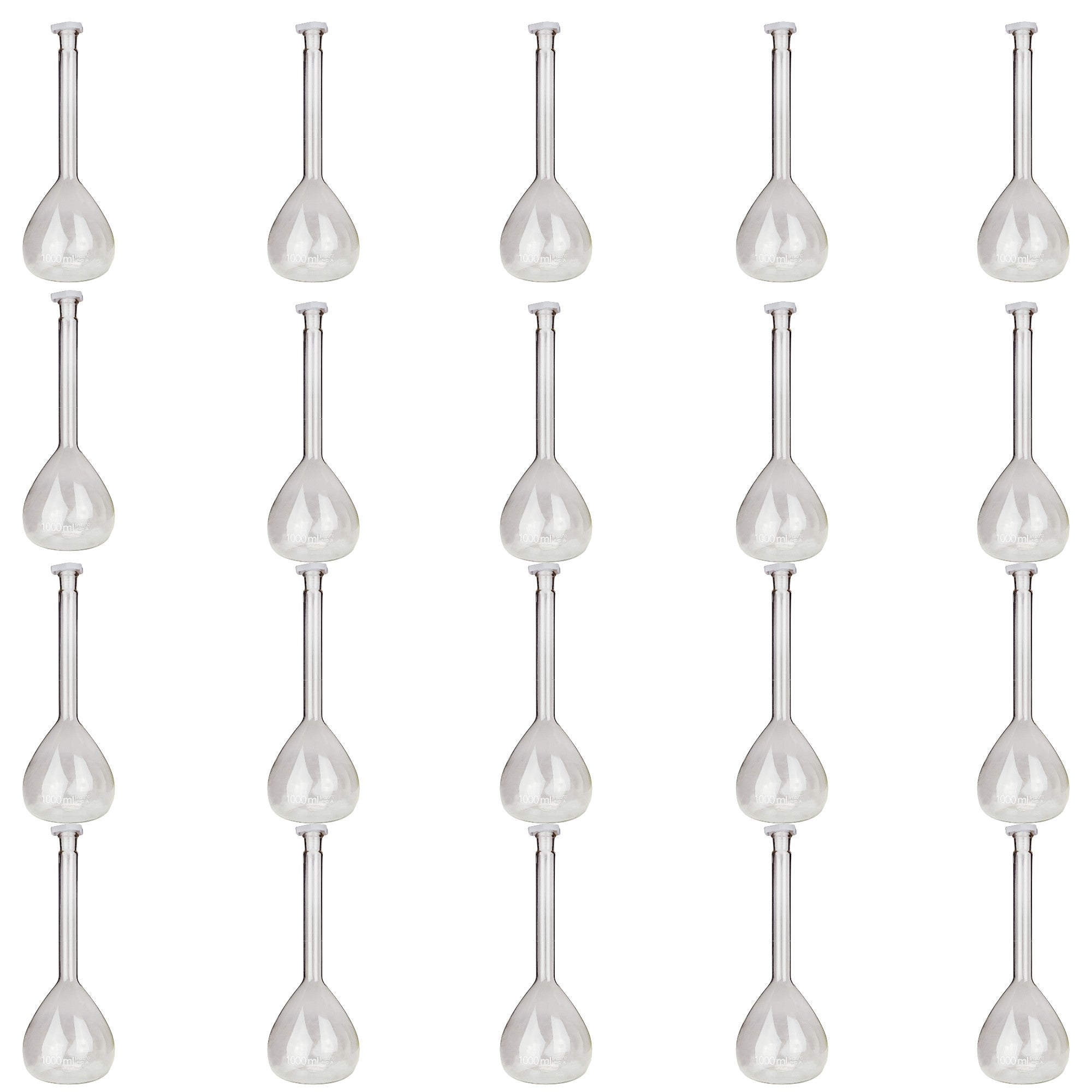 Volumetric Flask with PTFE Stopper, 1000ml Capacity. Case of 20.