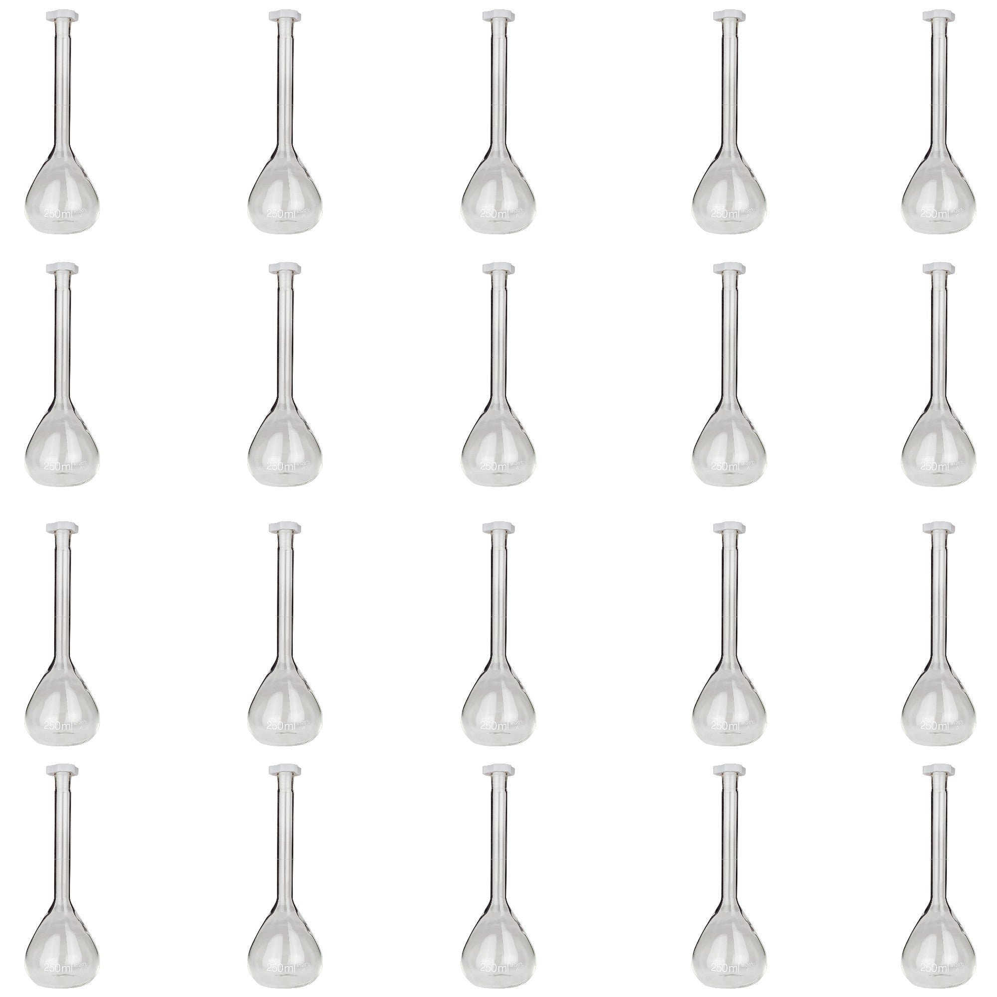 Volumetric Flask with Plastic Stopper, 250ml Capacity, Case of 20 by Go Science Crazy