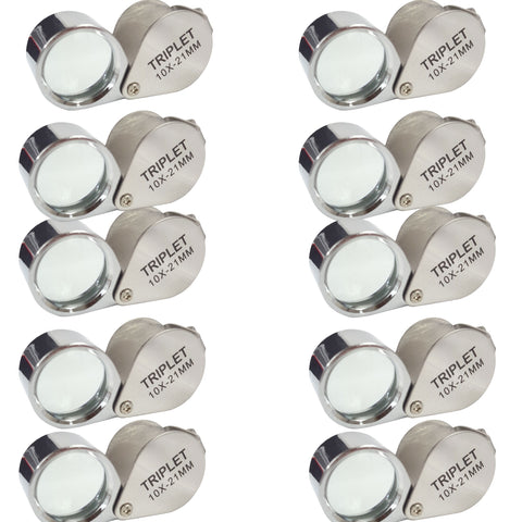 Magnifier Single Loupe, 10X Magnification, Pack of 10.