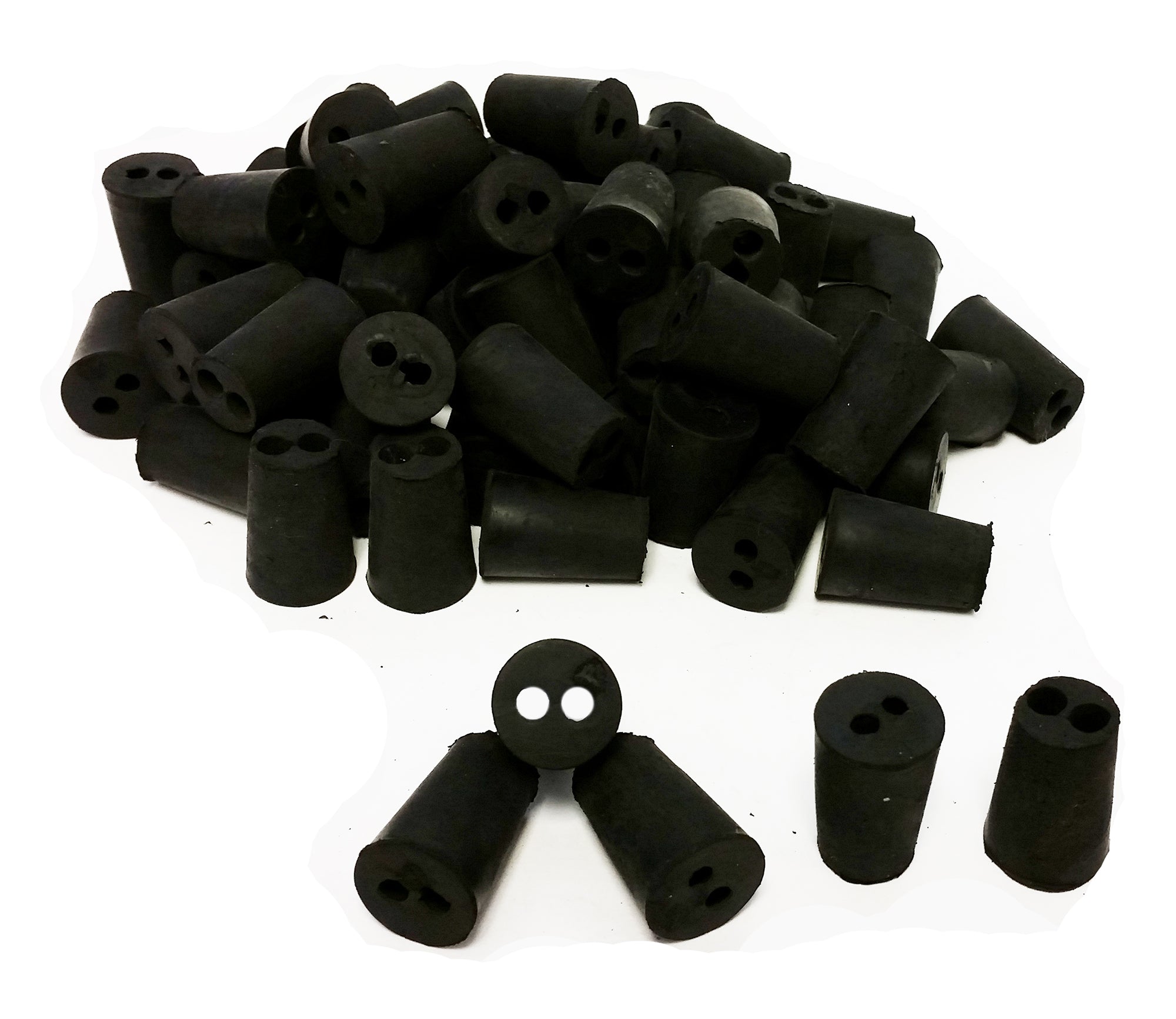 Rubber Stoppers, Size 0, 2-Hole. Pack 1-Pound.
