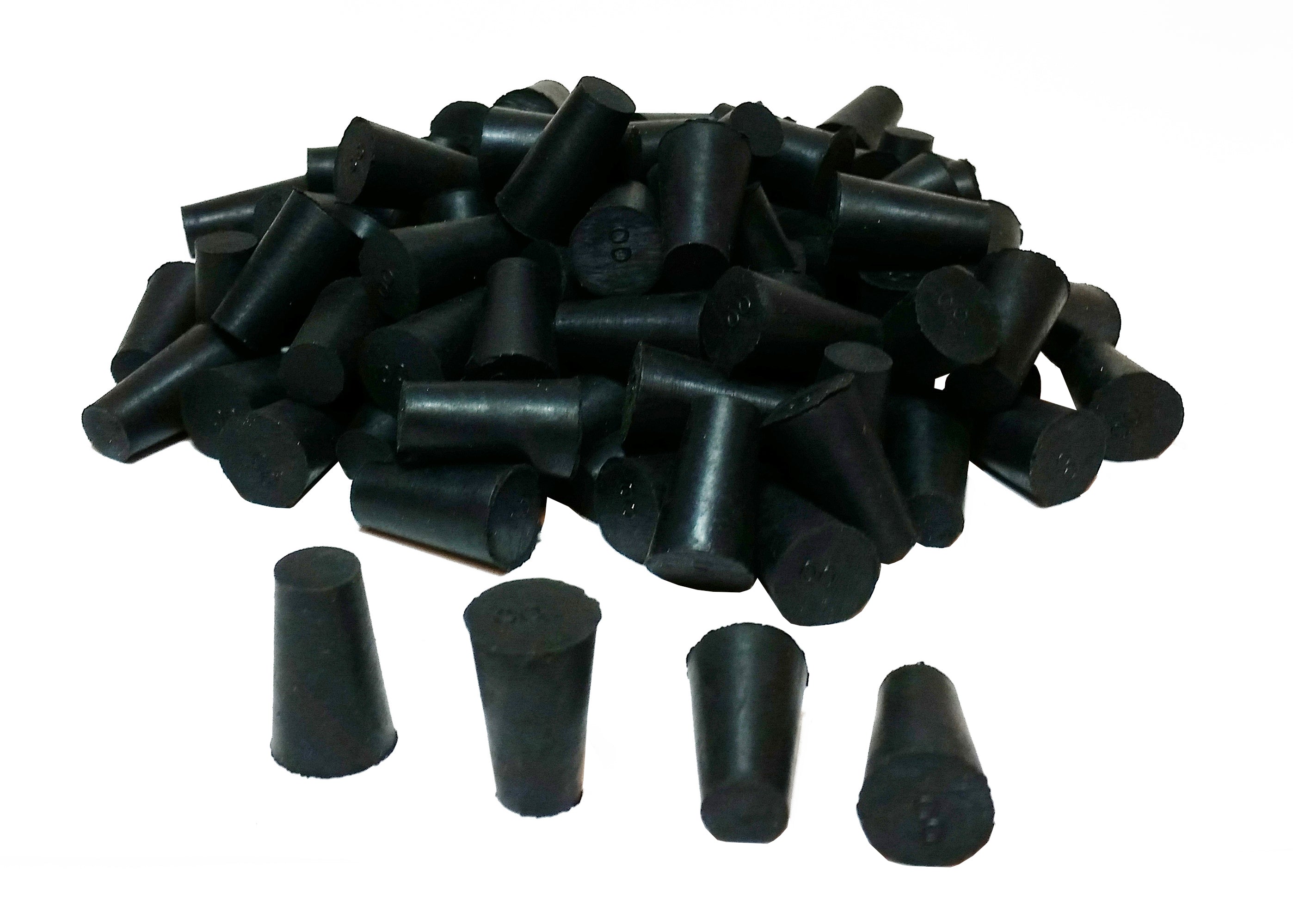 Rubber Stoppers, Size 00, Solid. Pack 1-Pound.