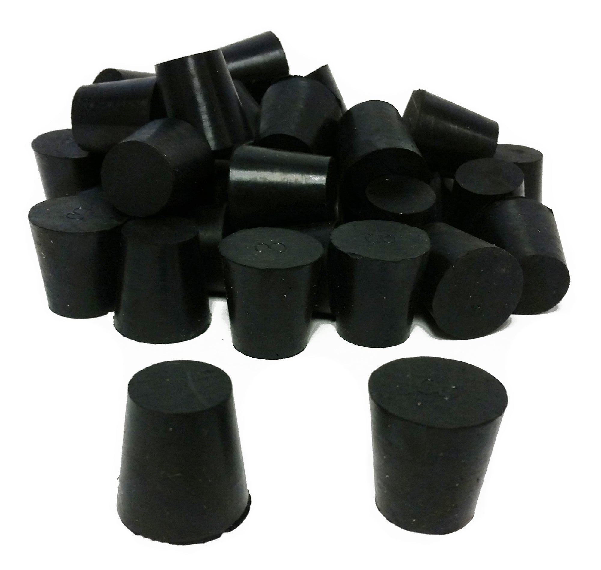 Rubber Stoppers, Size 3, Solid. Pack 1-Pound.