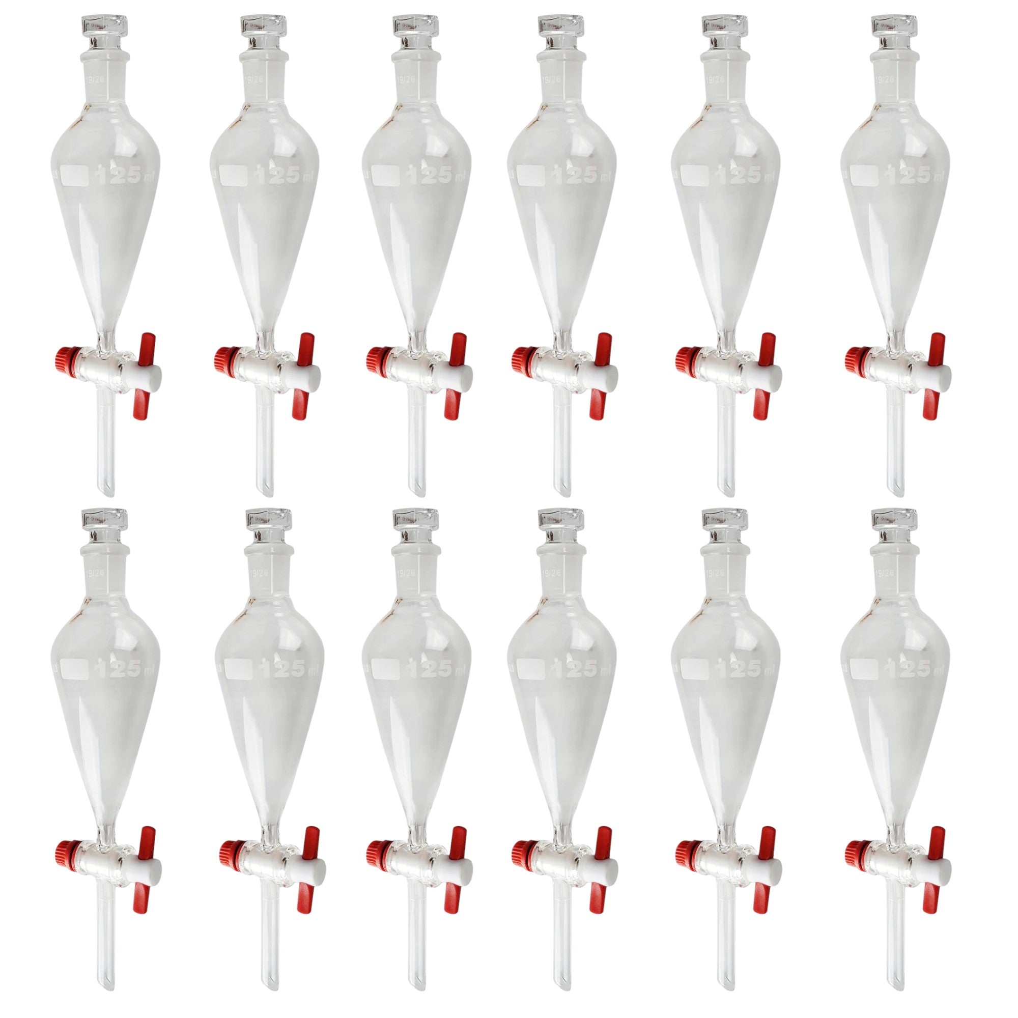 Separatory Funnel with PTFE Stopcock, 125ml Capacity, Case of 12 by Go Science Crazy