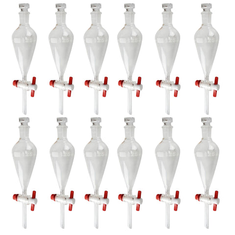 Separatory Funnel with PTFE Stopcock, 125ml Capacity, Case of 12 by Go Science Crazy