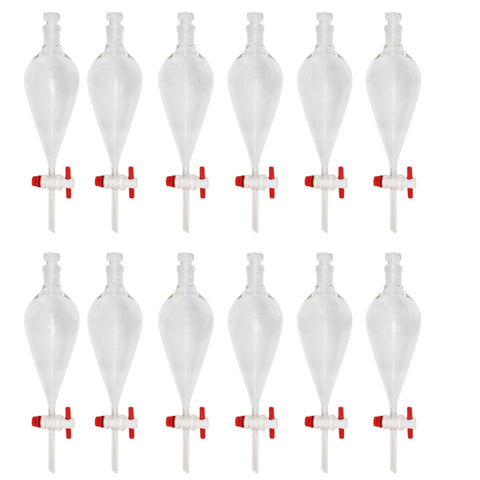 Separatory Funnel with PTFE Stopcock, 250ml Capacity, Case of 12 by Go Science Crazy