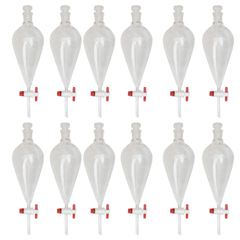 Separatory Funnel with PTFE Stopcock, 500ml Capacity. Case of 12.