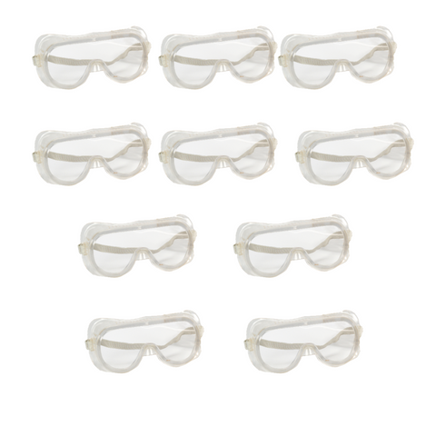 GSC International SG-SMALL Safety Goggles Small Size with Direct Vents. Pack of 10.