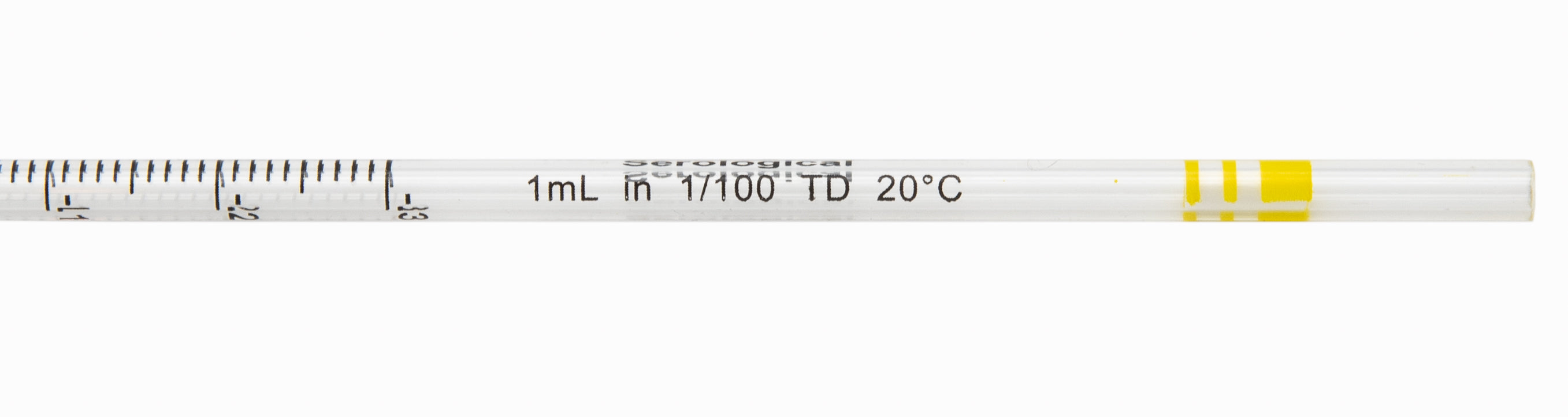 Pipette Serological, 1ml Capacity by 0.01ml, Plastic, Sterile, Color Coded.