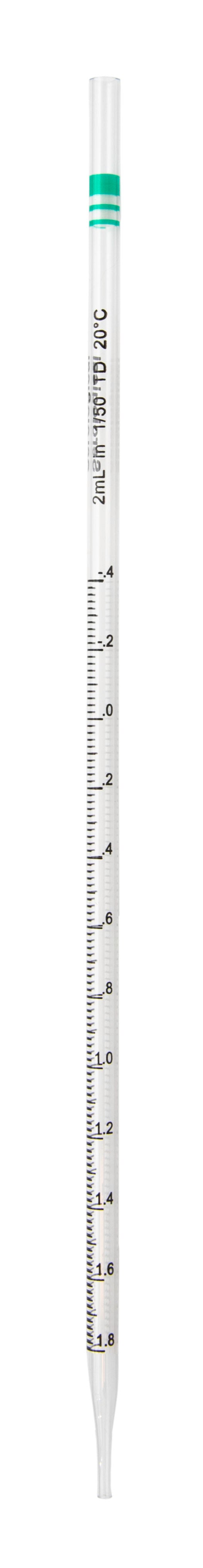 Pipette Serological, 2ml Capacity by 0.02ml, Plastic, Sterile, Color Coded.