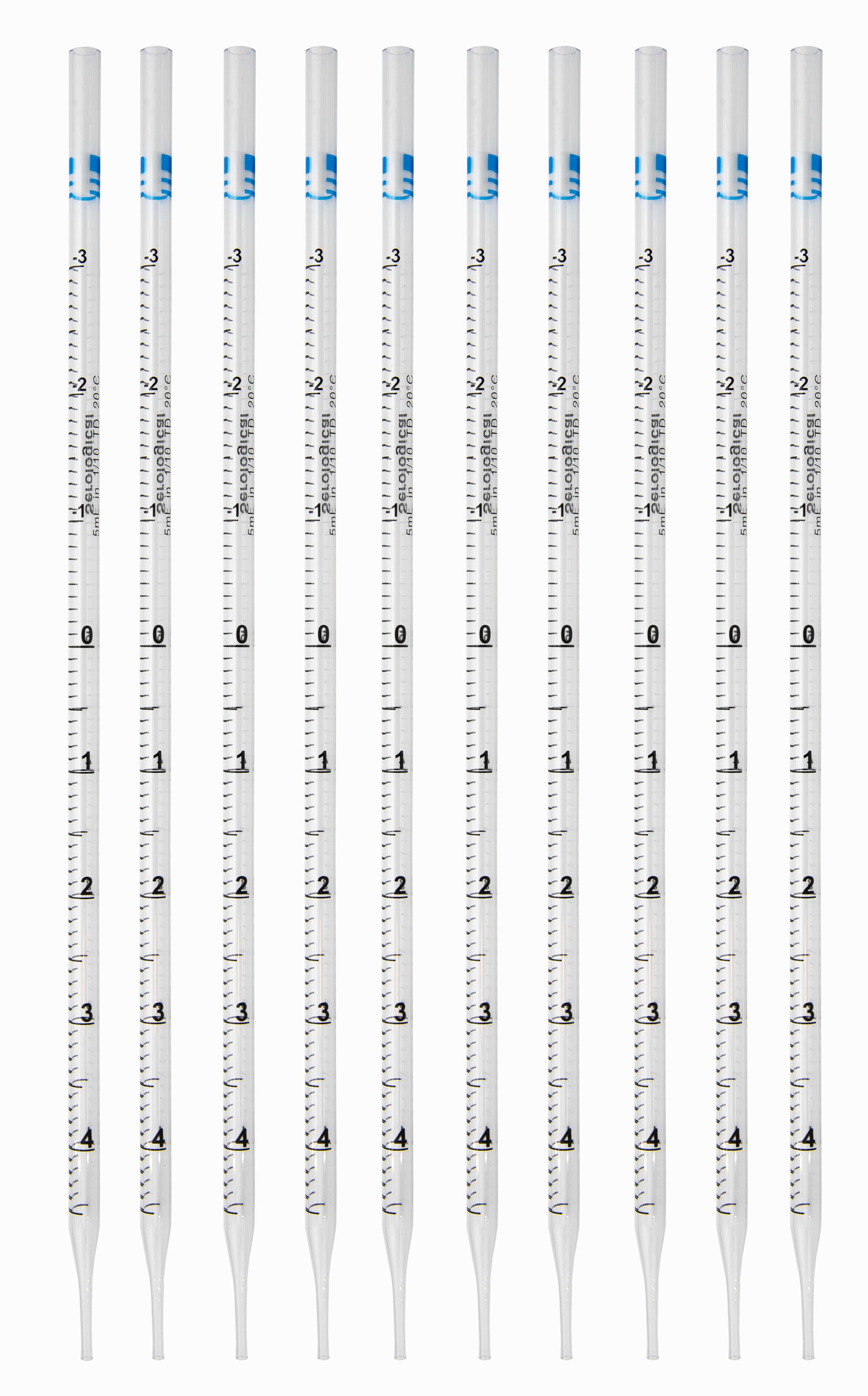 Pipette Serological, 5ml Capacity by 0.1ml, Plastic, Sterile, Color Coded.